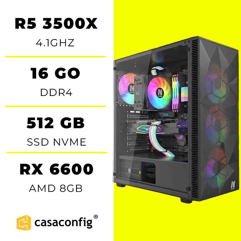 PC Gamer Ryzen 5 3500x/16GB/512GB SSD/RX 6600 maroc prix