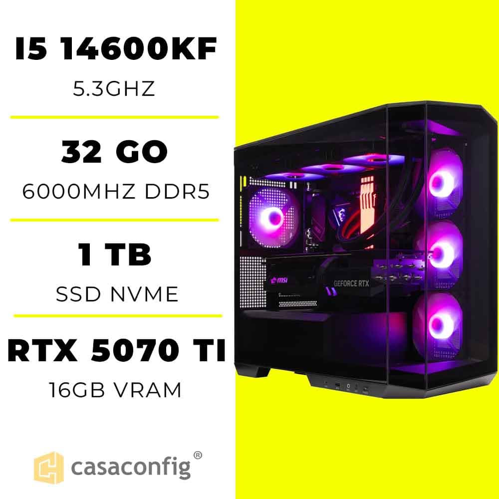 PC Gamer intel i5 14600KF/16GB/1TB SSD| RTX 5070 TI maroc prix