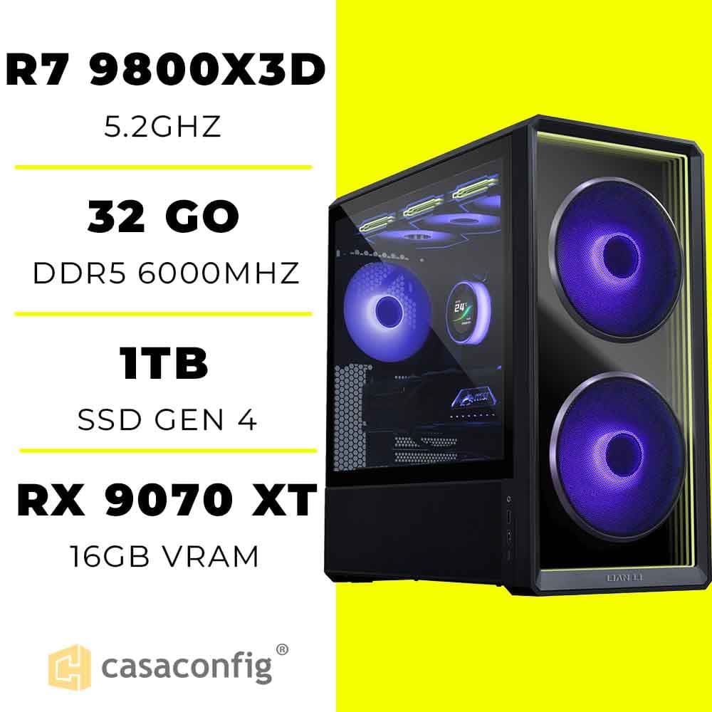 PC Gamer Ryzen 7 9800X3D/32GB/1TB SSD| RX 9070 XT 16GB maroc prix