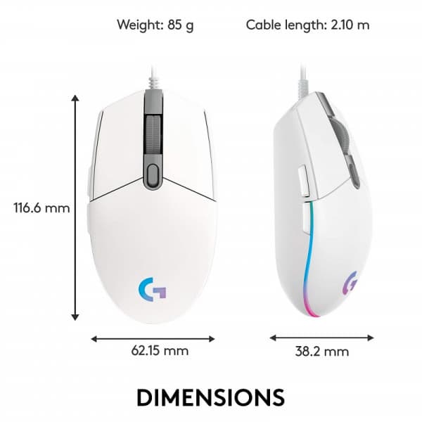 Logitech G102 LightSync RGB (Blanc) 2
