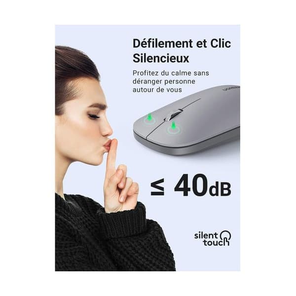 Ugreen Souris sans fil 2,4Ghz/10M GRIS Clair (90373) 2