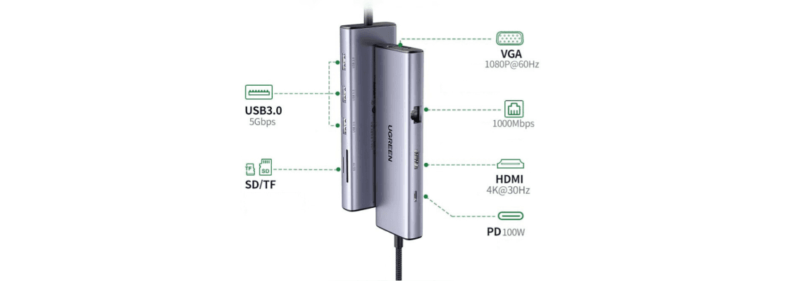 HUB USB-C Ugreen 9 en 1 (15600) 4