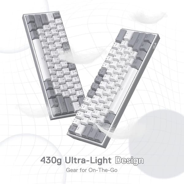 Redragon K617 Fizz 60% RGB Red Switches (White/Gray) 2