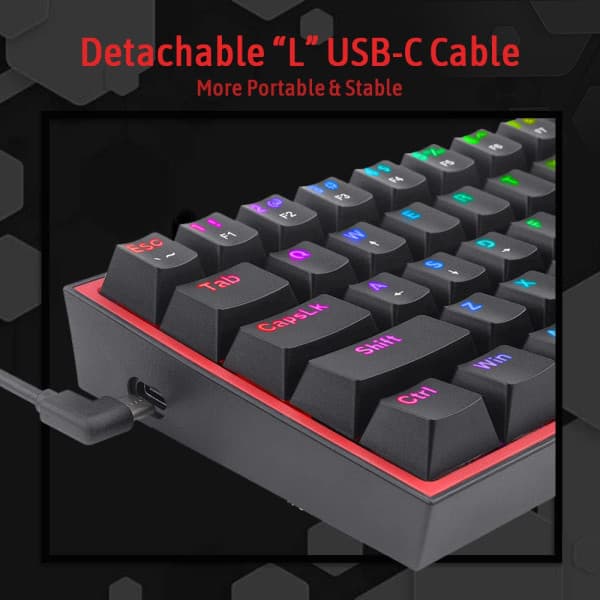 Redragon K617 Fizz 60% RGB Red Switches (Black) 5