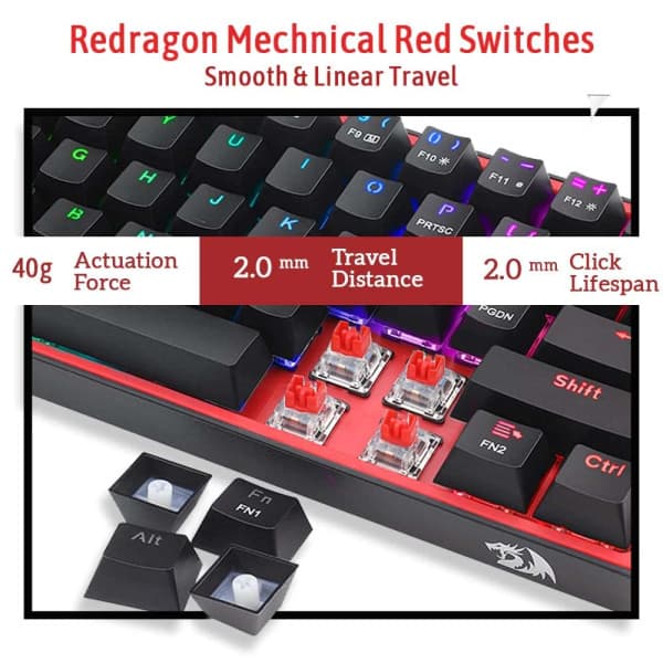 Redragon K617 Fizz 60% RGB Red Switches (Black) 4
