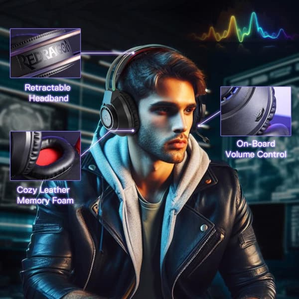 Redragon H231 Scream Wired Gaming Headset 5