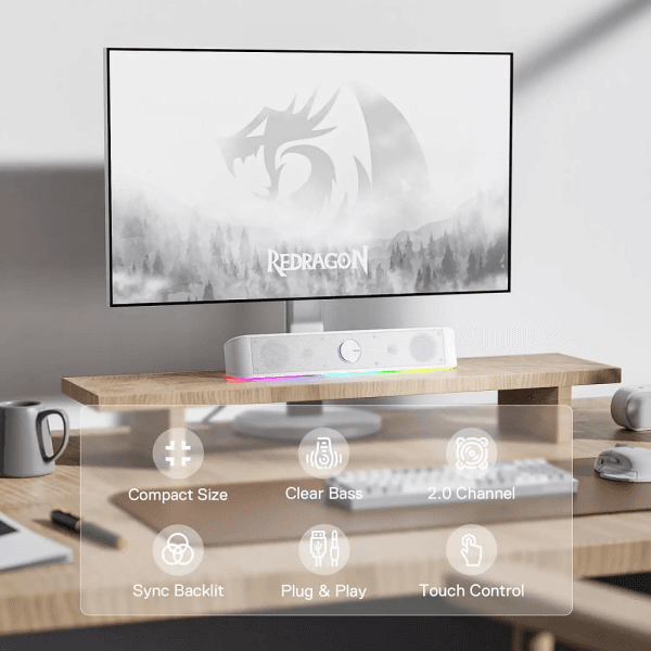 Redragon GS560 Adiemus Gaming Speaker (White) 3