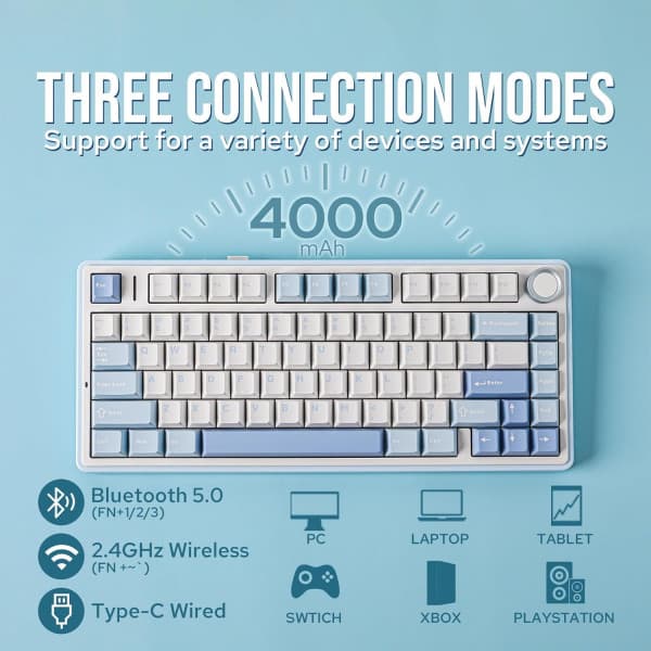 AULA F75 Sea Salt Blue (Graywood V3 Switch) 2