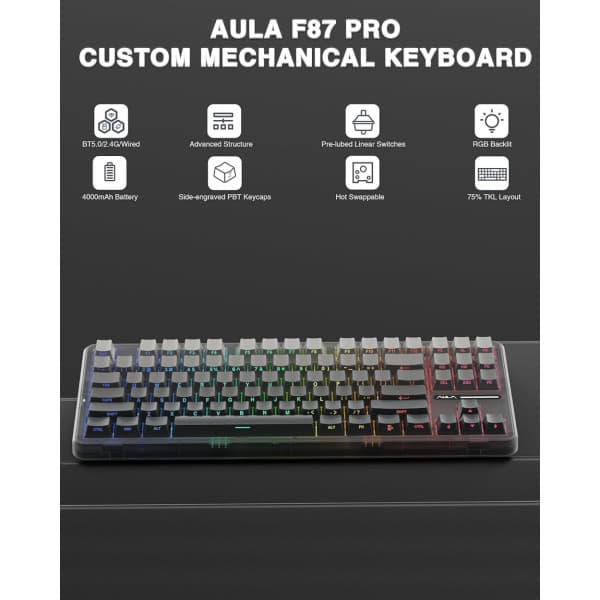 AULA F87 PRO Gradient Gray (Graywood V4 Switch) 2