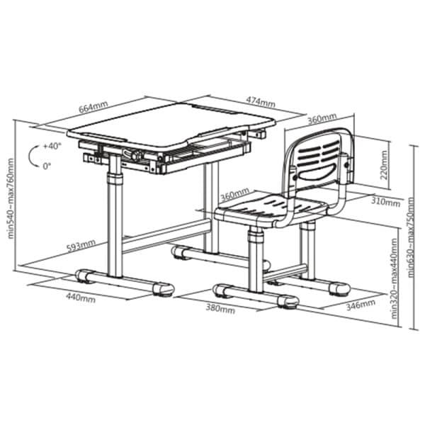 SKILLDESK GrowMate 207 (Chaise + Bureau) 3