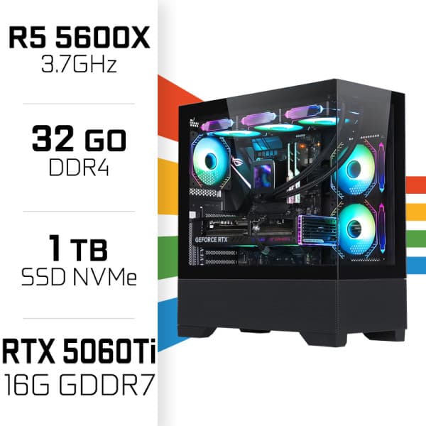 PC Gamer Ryzen 5 5600X/32GB/1TB SSD/RTX5060Ti 16GB maroc prix