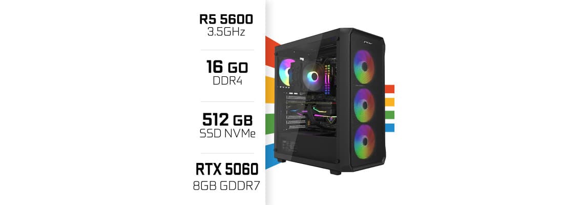 PC Gamer Ryzen 5 5600/16GB/512GB SSD/RTX5060 2