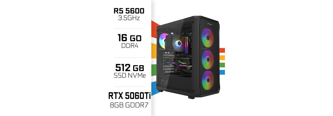 PC Gamer Ryzen 5 5600/16GB/512GB SSD/RTX5060Ti 8GB 2