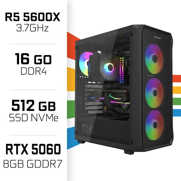 PC Gamer Ryzen 5 5600X/16GB/512GB SSD/RTX5060 maroc prix
