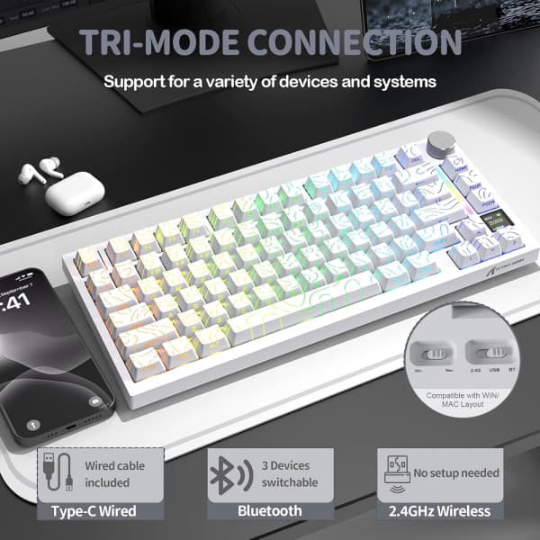 ATTACK SHARK X820 Ultra Shark Switch (White Contours) 3