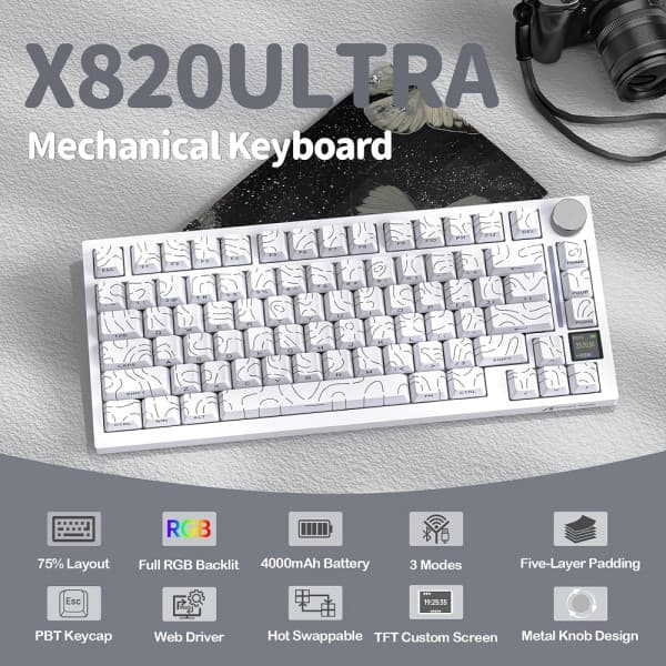 ATTACK SHARK X820 Ultra Shark Switch (White Contours) 2