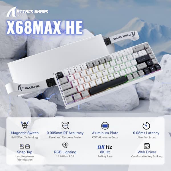 ATTACK SHARK X68MAX HE Magnetic Switch (Star White) 2