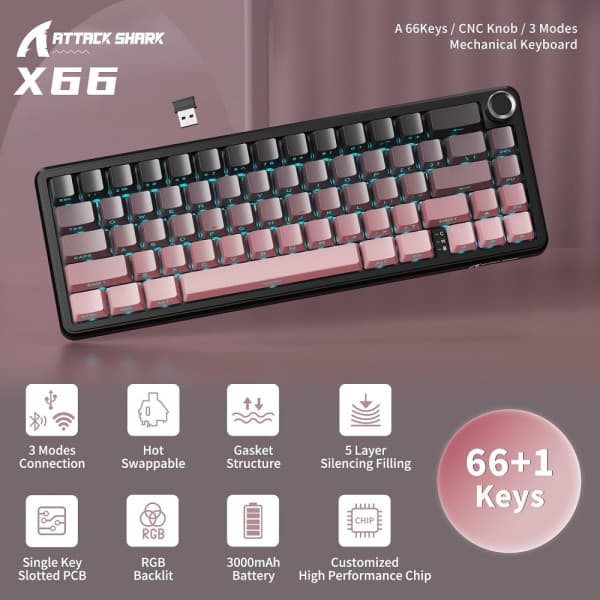 ATTACK SHARK X66 Blueberry Switch (Blackberry) 2