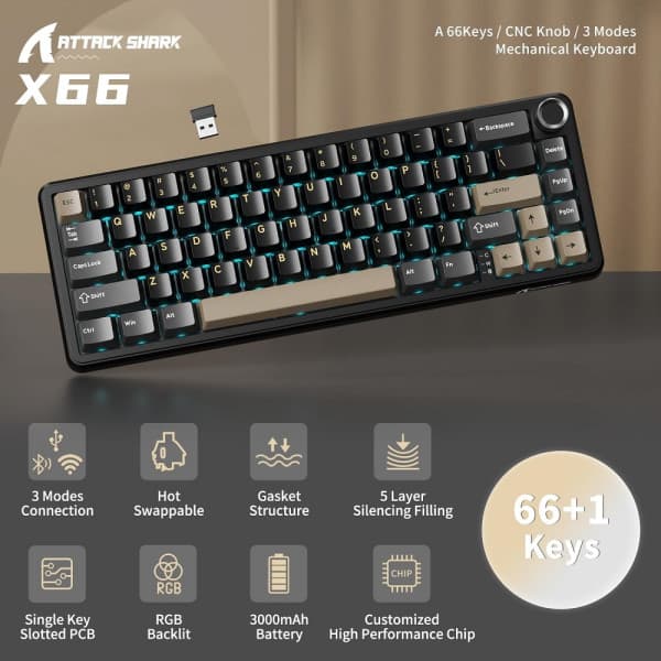 ATTACK SHARK X66 Blueberry Switch (Star Black) 2
