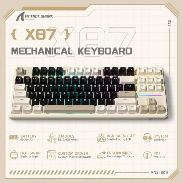 ATTACK SHARK X87 Strawberry Switch (Cheese White) 2