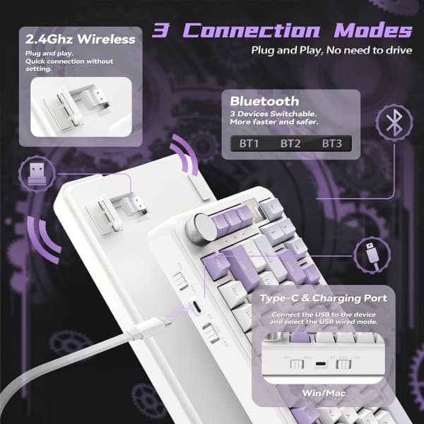 ATTACK SHARK X85 PRO Strawberry Switch (Lavender) 4