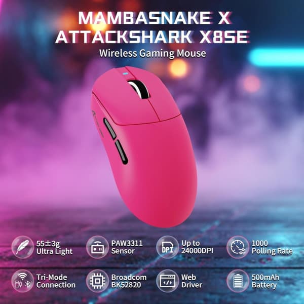 ATTACK SHARK X8SE (Berry Red) 2