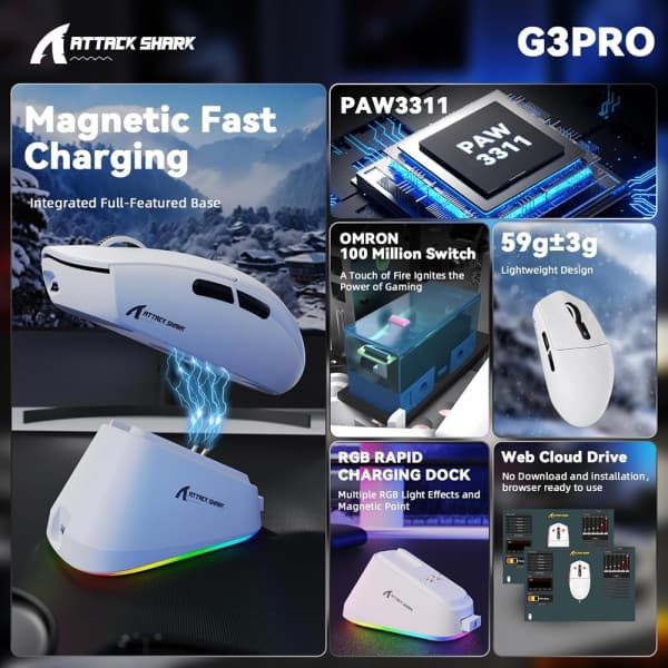 ATTACK SHARK G3 PRO (White) 2