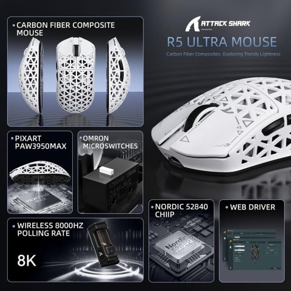 ATTACK SHARK R5 Ultra (White) 2