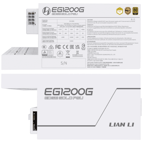 Lian Li Edge 1200 80PLUS GOLD 1200W (White) - With Hub 3