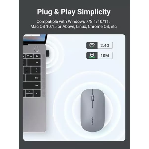 Ugreen Souris sans fil 2,4Ghz/10M GRIS Clair (90373) 3