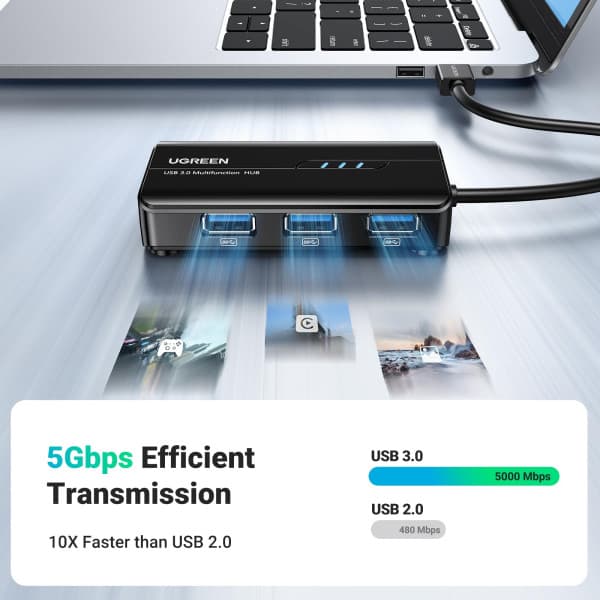 Ugreen HUB USB 3.0 to 3 x USB 2.0 + RJ45 Port (20265) 2