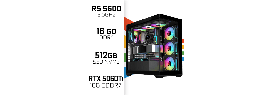 PC Gamer Ryzen 5 5600/16GB/512GB SSD/RTX5060Ti 16GB 2