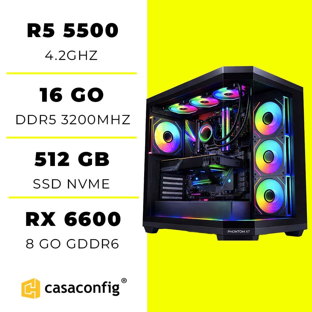PC Gamer Ryzen 5 5500/16GB/512GB SSD/RX 66000