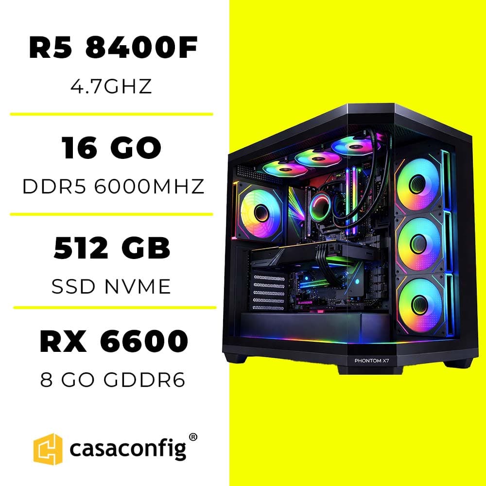 PC Gamer Ryzen 5 8400F/16GB/512GB SSD/RX 66000