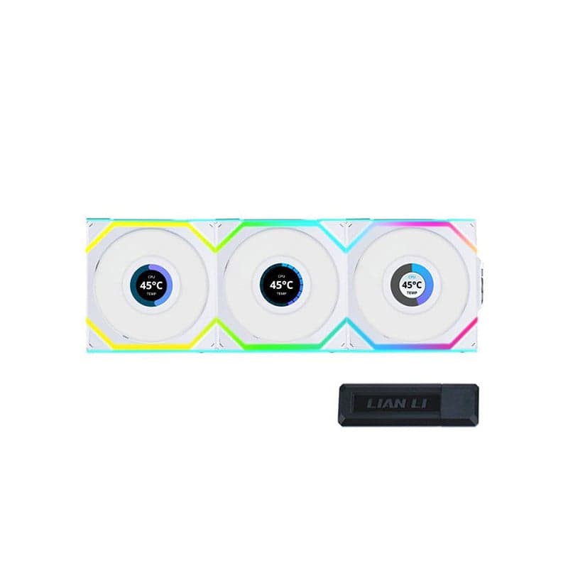 Lian Li Uni Fan SL Wireless LCD 120 Blanc - Pack de 3 maroc prix