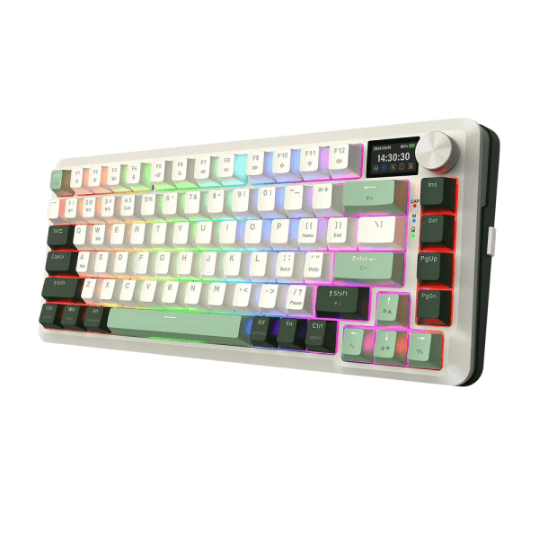 Redragon K708 Pro LCD Wireless Mechanical Keyboard (White Green) maroc prix