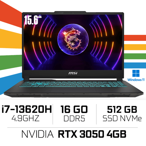 MSI Cyborg 15 A13UC-2228MA Intel i7-13620H/16GB DDR5/512GB SSD/RTX 3050 4GB/15.6" 144Hz/Win11 /Black
