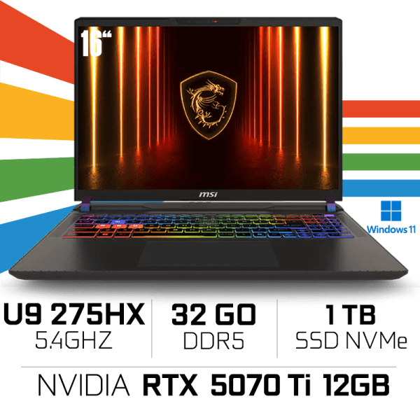MSI Vector 16 HX AI A2XWHG-683MA Ultra 9 275HX/32GB DDR5/1TB SSD/RTX 5070 Ti 12GB/16" 240Hz/Win11 /Gray